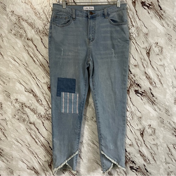 LUNA NORA Patch Frayed Distressed Jeans size 10 - Picture 1 of 6